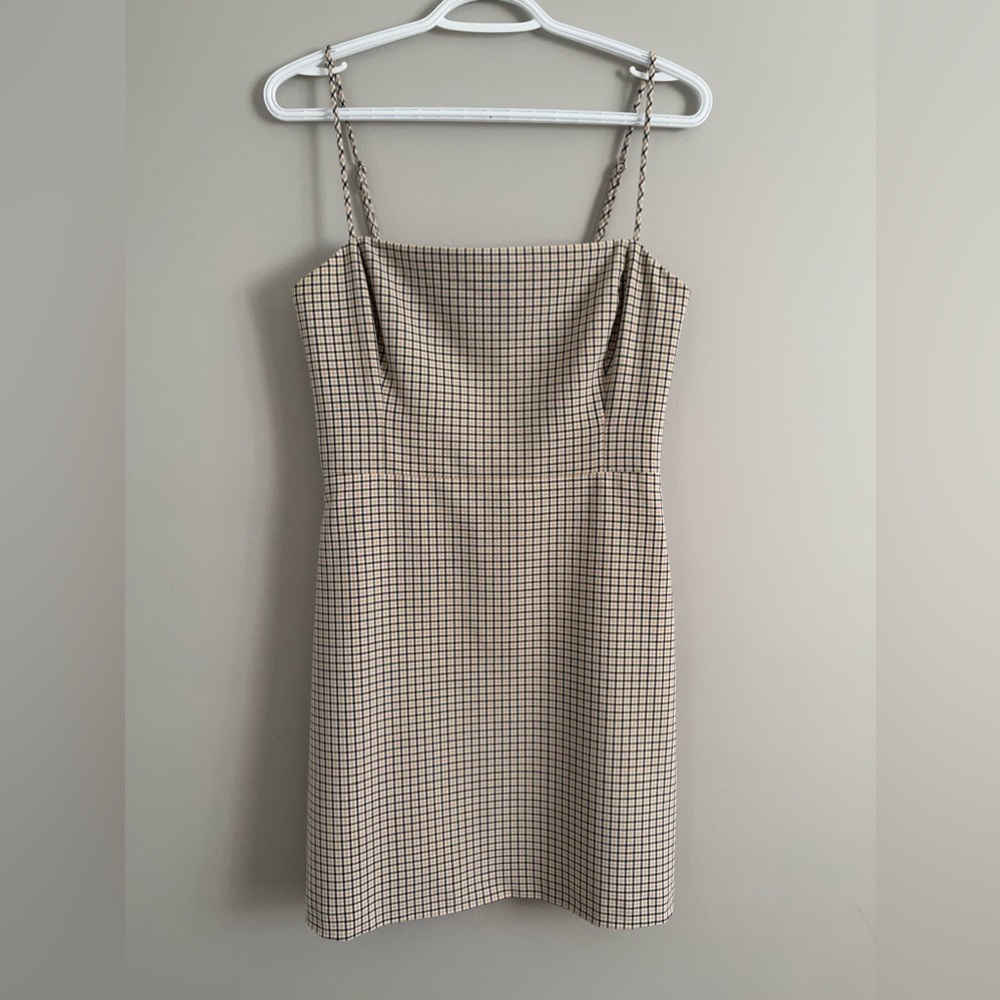 Wilfred Tan Checkered Mini Dress